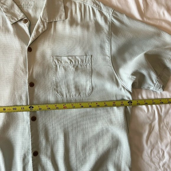 TOMMY BAHAMA 100% SILK mens short sleeve button front shirt XL in blue/green - Picture 3 of 9